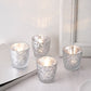 6 Pack | 3" Metallic Silver Mercury Glass Votive Candle Holders, Tealight Candle Holders - Assorted Geometric Designs