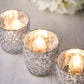 Geometric Design Metallic Silver Mercury Glass Votive Tealight 3 Inch Candle Holders 6 Pack