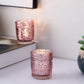 6-Pack Rose Gold Glass Votive Tealight Holders - Stylish Primrose Design for Weddings & Décor