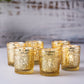 6 Pack Mercury Glass Primrose Style Votive Holders Gold