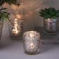 6 Pack Mercury Glass Votive Holders in Silver Primrose for Tealights