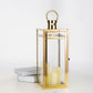 22" Gold Vintage Top Stainless Steel Candle Lantern Centerpiece Outdoor Metal Patio Lantern