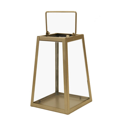 Gold 6 Inch Trapezoid Metal Geometric Hanging Terrariums Candle Lanterns 2 Pack