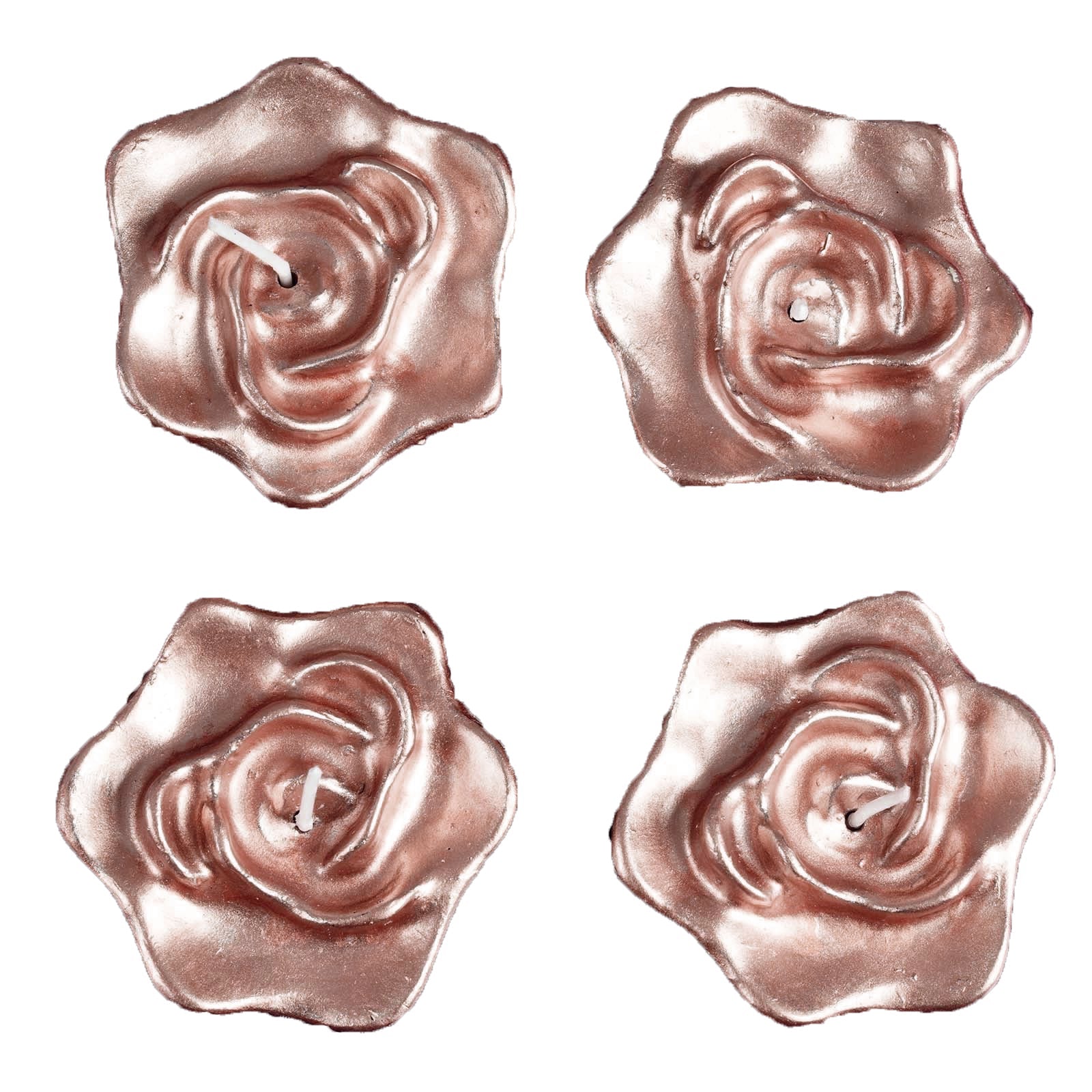 Pack of 4 Rose Flower Rose Gold Floating Candles Vase Filler 2.5 Inch#whtbkgd  