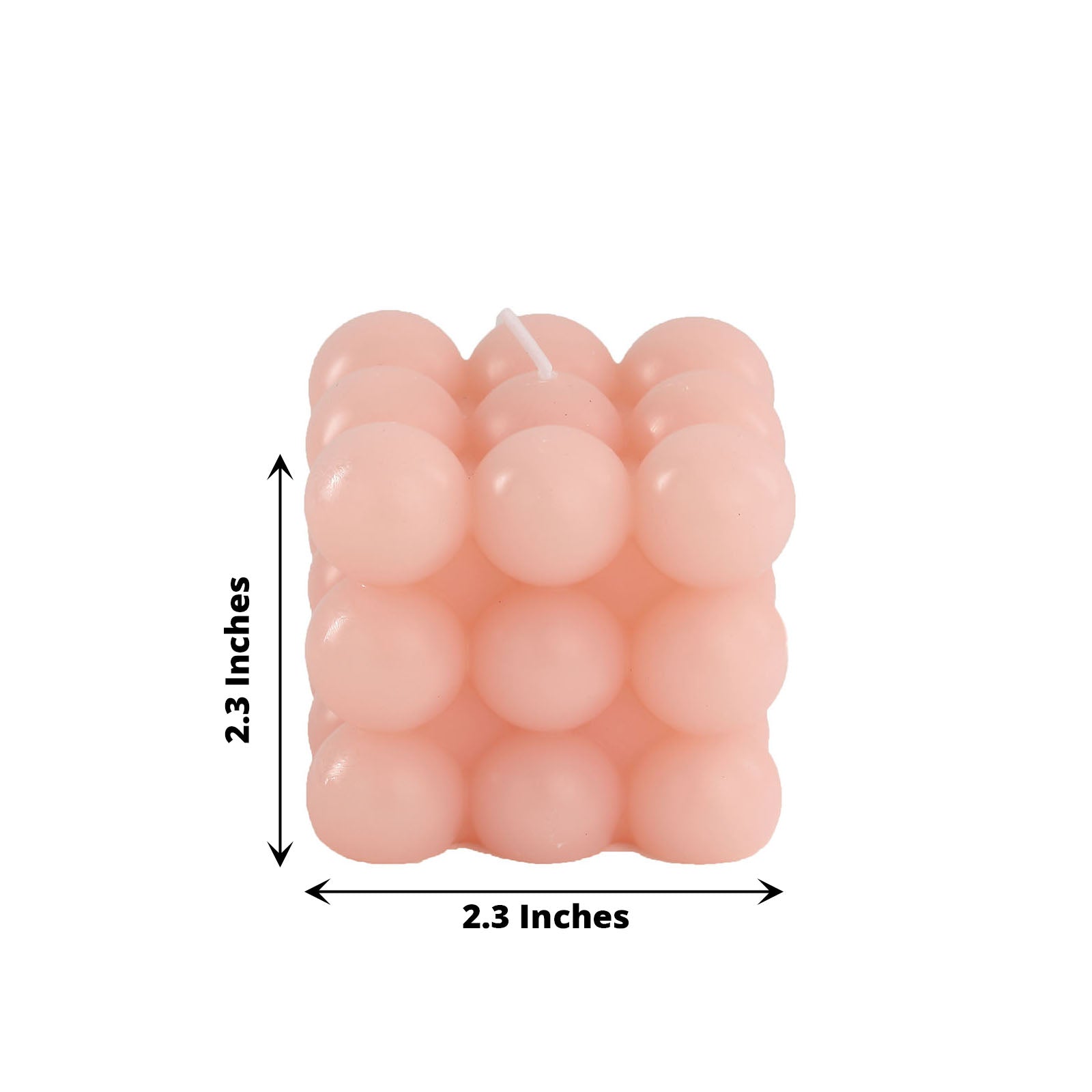 Pink bubble cube decorative paraffin wax candle set, unscented and long burning.