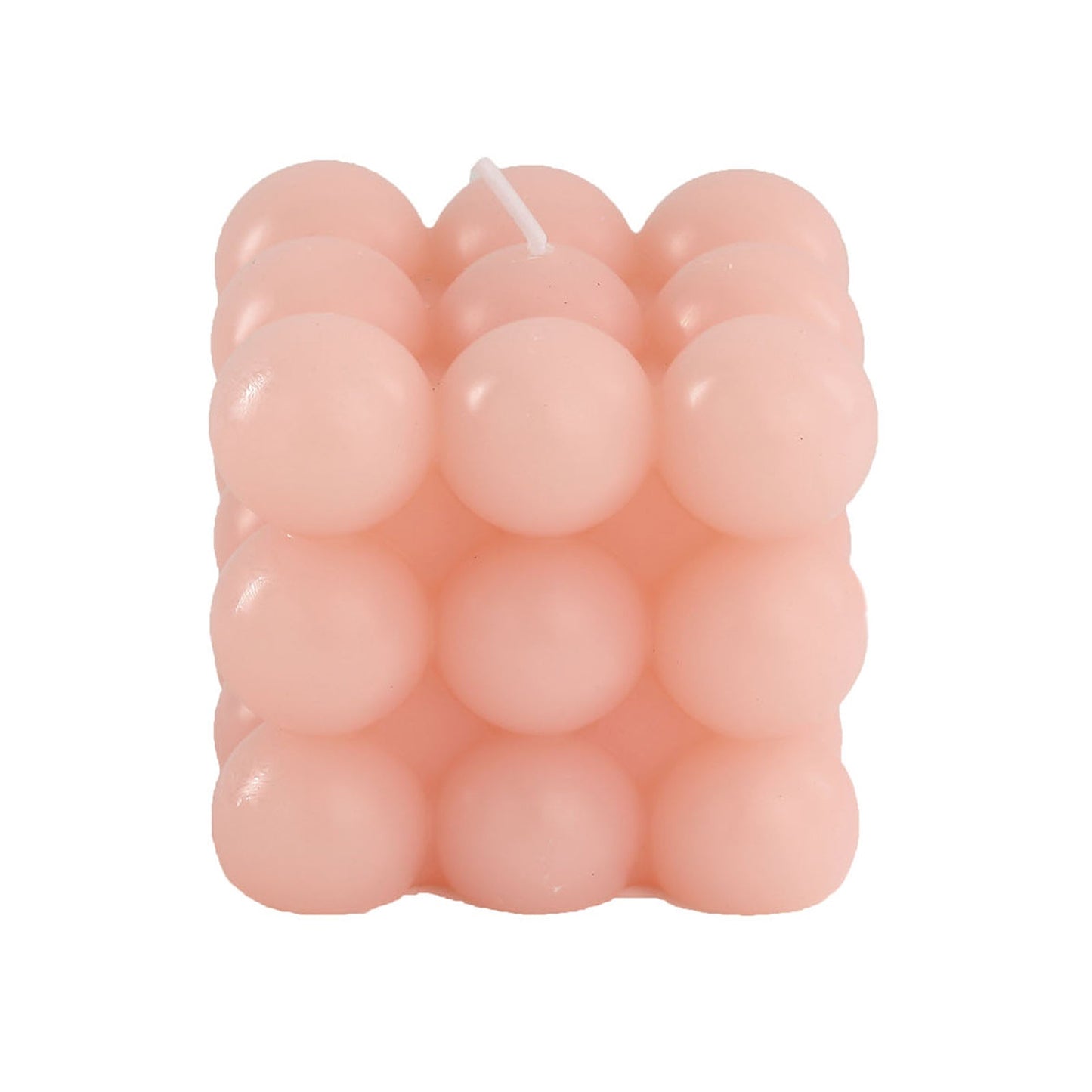 Pink decorative paraffin wax bubble cube candle set, unscented and long-burning.