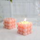 Blush bubble cube decorative paraffin wax candles, unscented and long-burning.