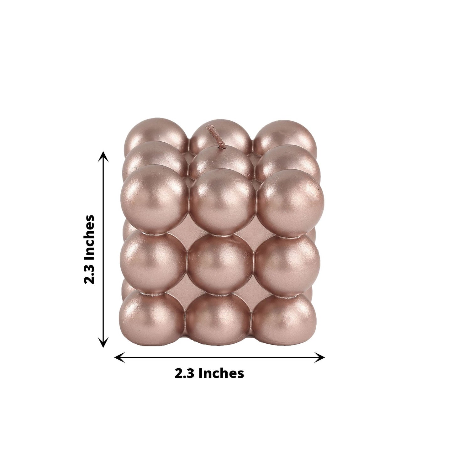 Metallic rose gold bubble cube decorative candle set, unscented, long burning.