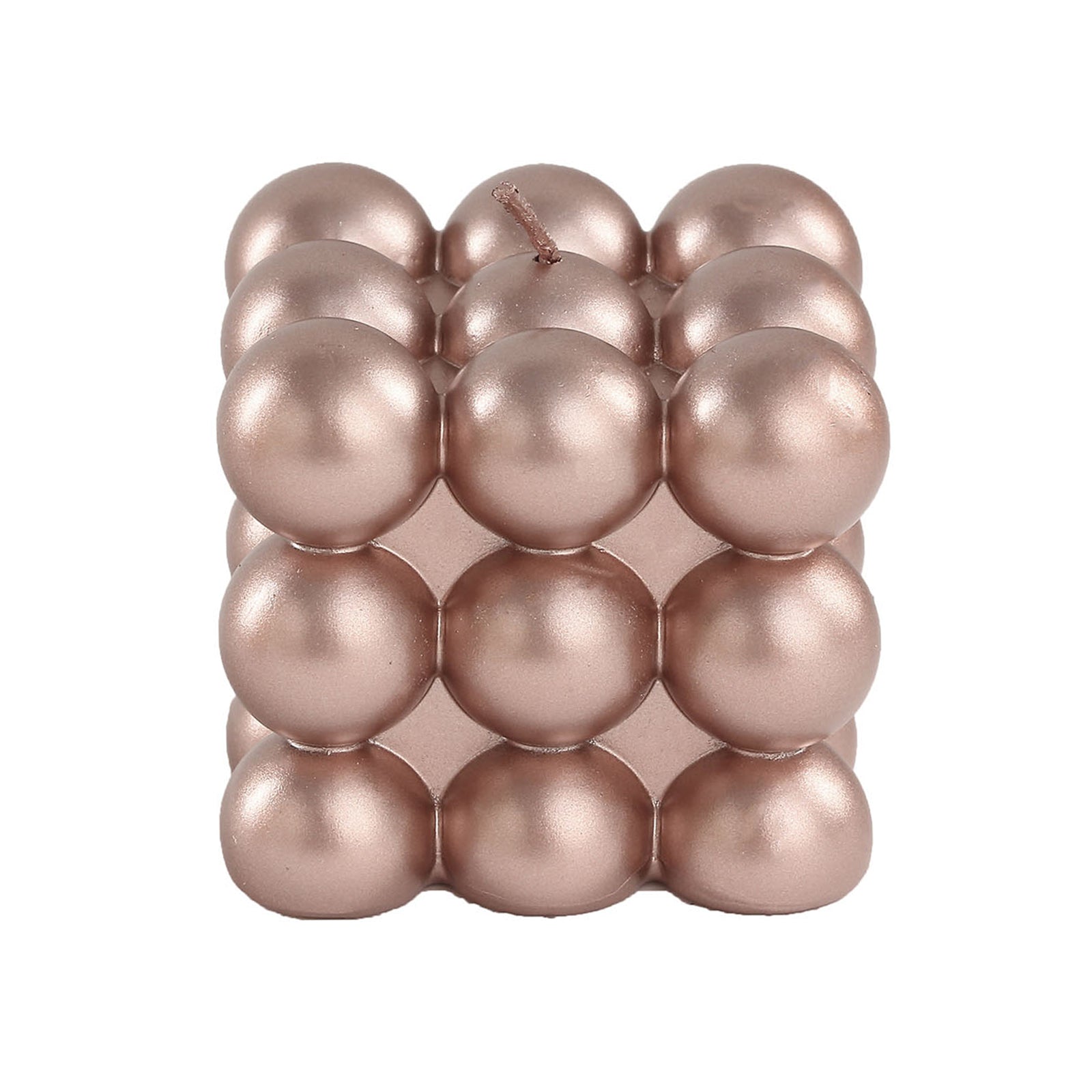 Metallic rose gold decorative bubble cube candle set, unscented and long-burning.