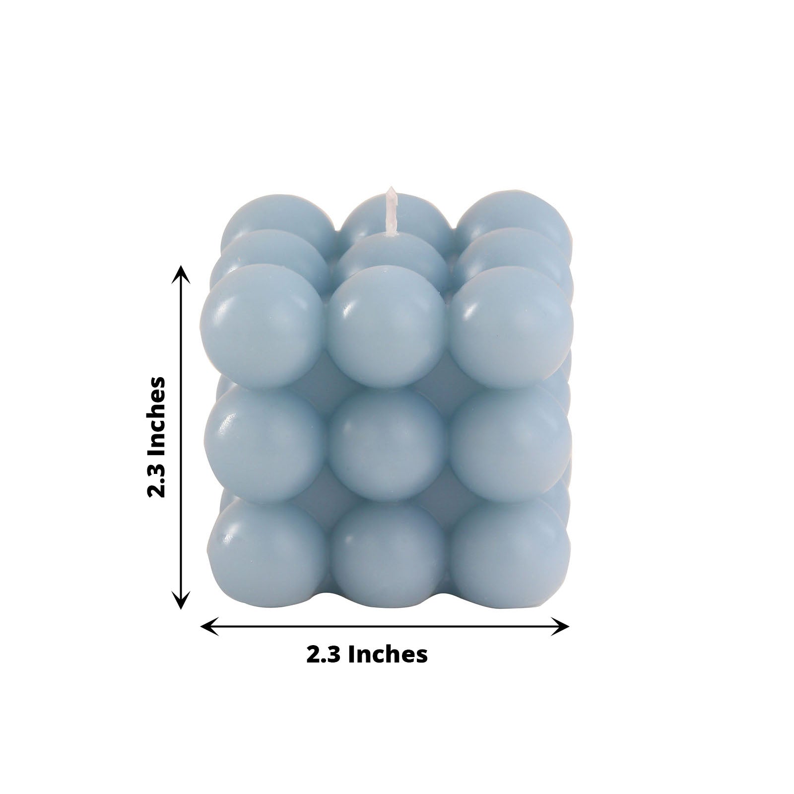 Dusty blue bubble cube decorative paraffin wax candle set, unscented.