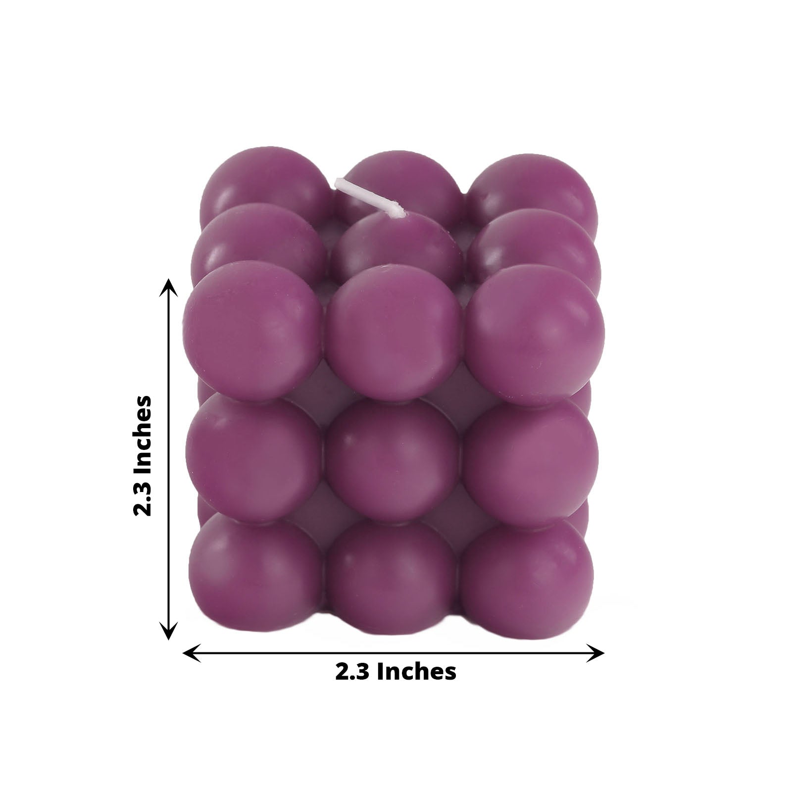 Burgundy bubble cube decorative candle, unscented, 2-pack set.