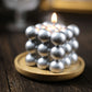 Metallic silver decorative paraffin wax bubble cube candle set.