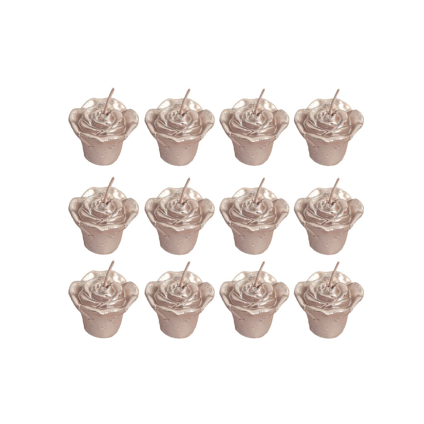 Rose gold mini rose floating candles for weddings and vase fillers.