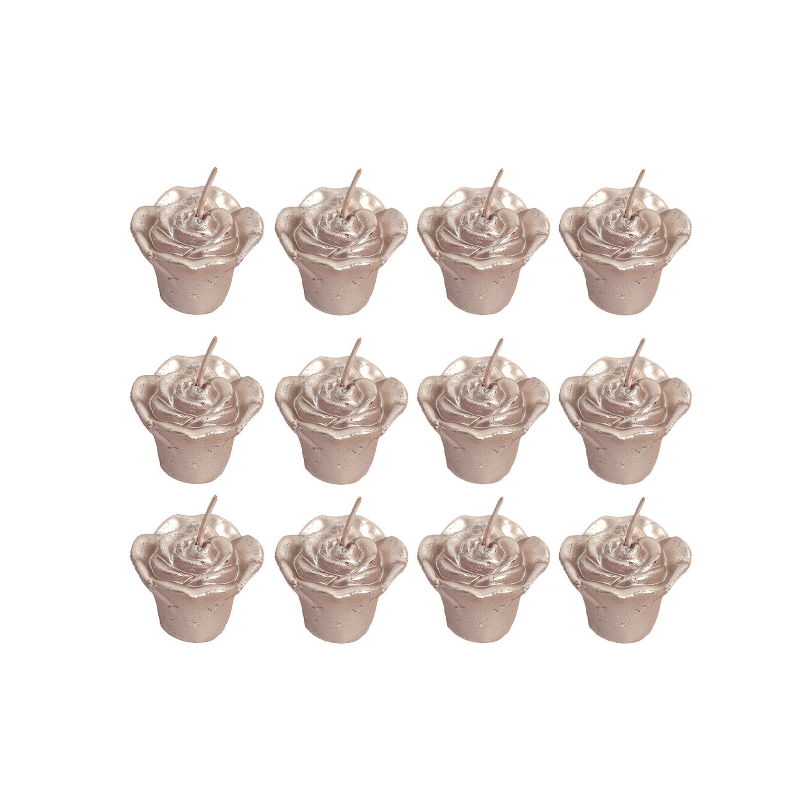 Rose gold mini rose floating candles for weddings and vase fillers.