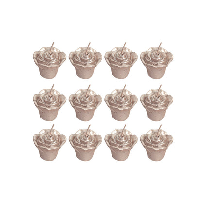 Rose gold mini rose floating candles for weddings and vase fillers.
