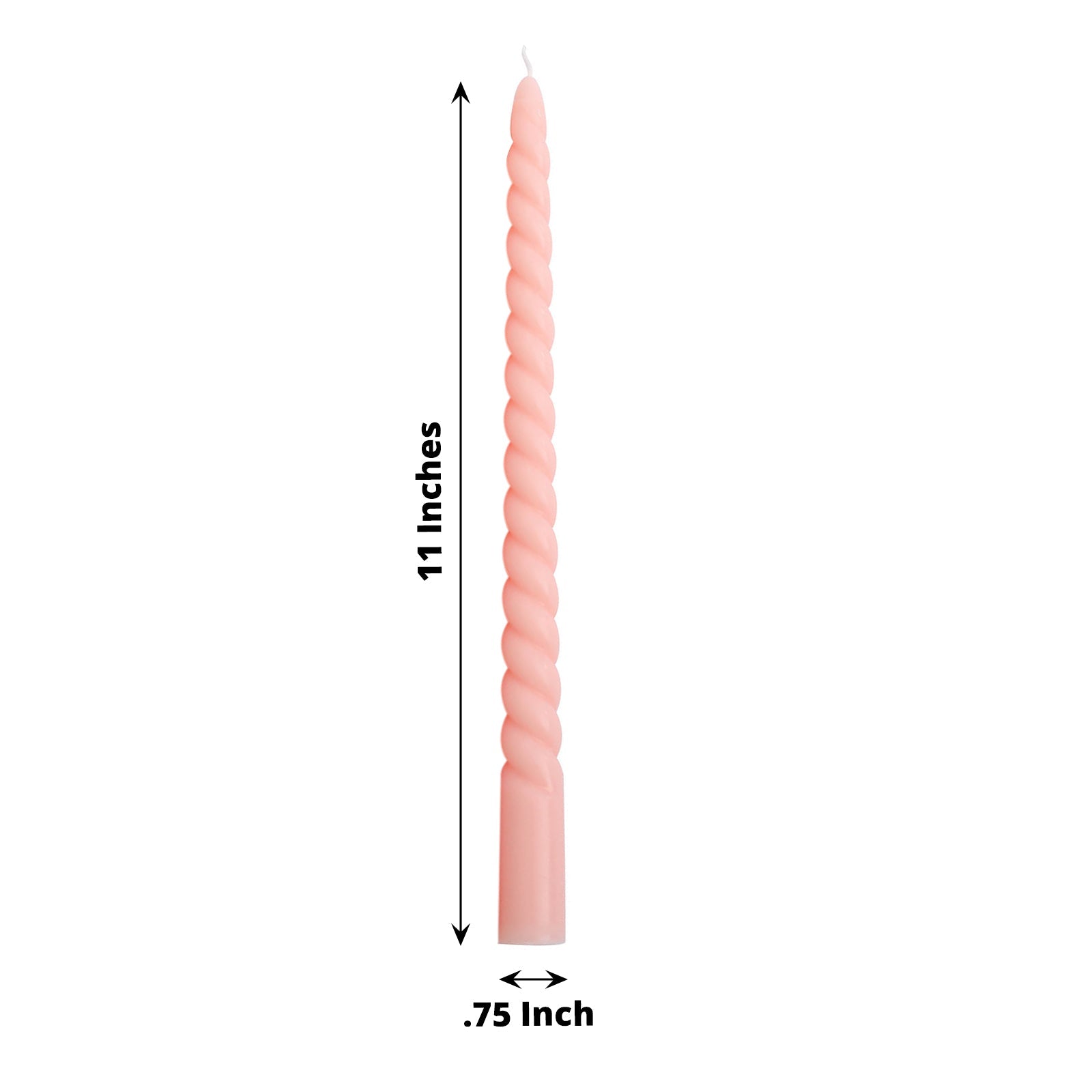 Blush 11" premium unscented spiral wax taper candle stick.