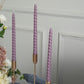 12 Pack | 11" Violet Amethyst Premium Unscented Spiral Wax Taper Candles, Long Burn Wick Dinner Candle Sticks