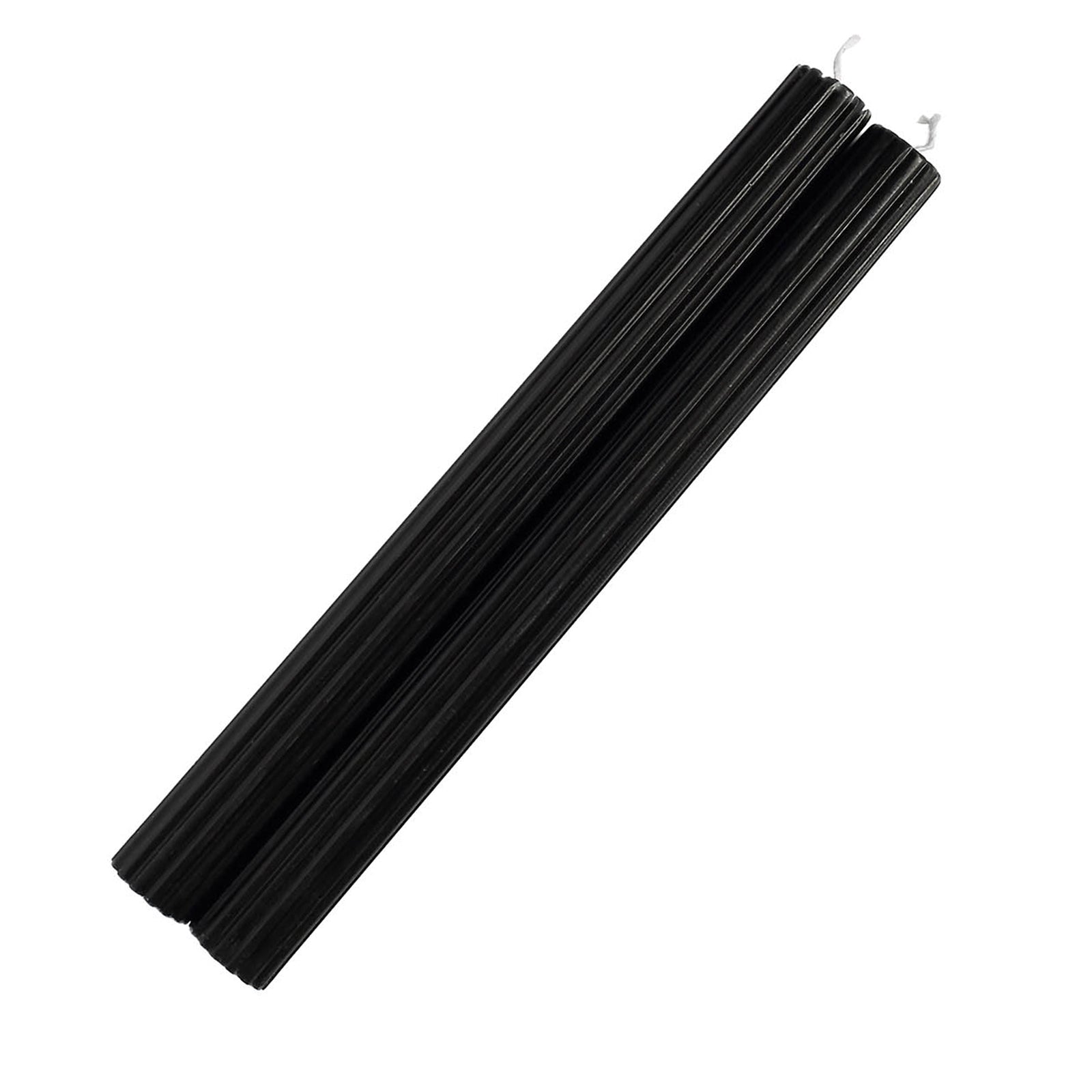 5 Pack | 9inch Black Premium Unscented Ribbed Wick Taper Candles#whtbkgd