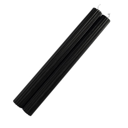 5 Pack | 9inch Black Premium Unscented Ribbed Wick Taper Candles#whtbkgd