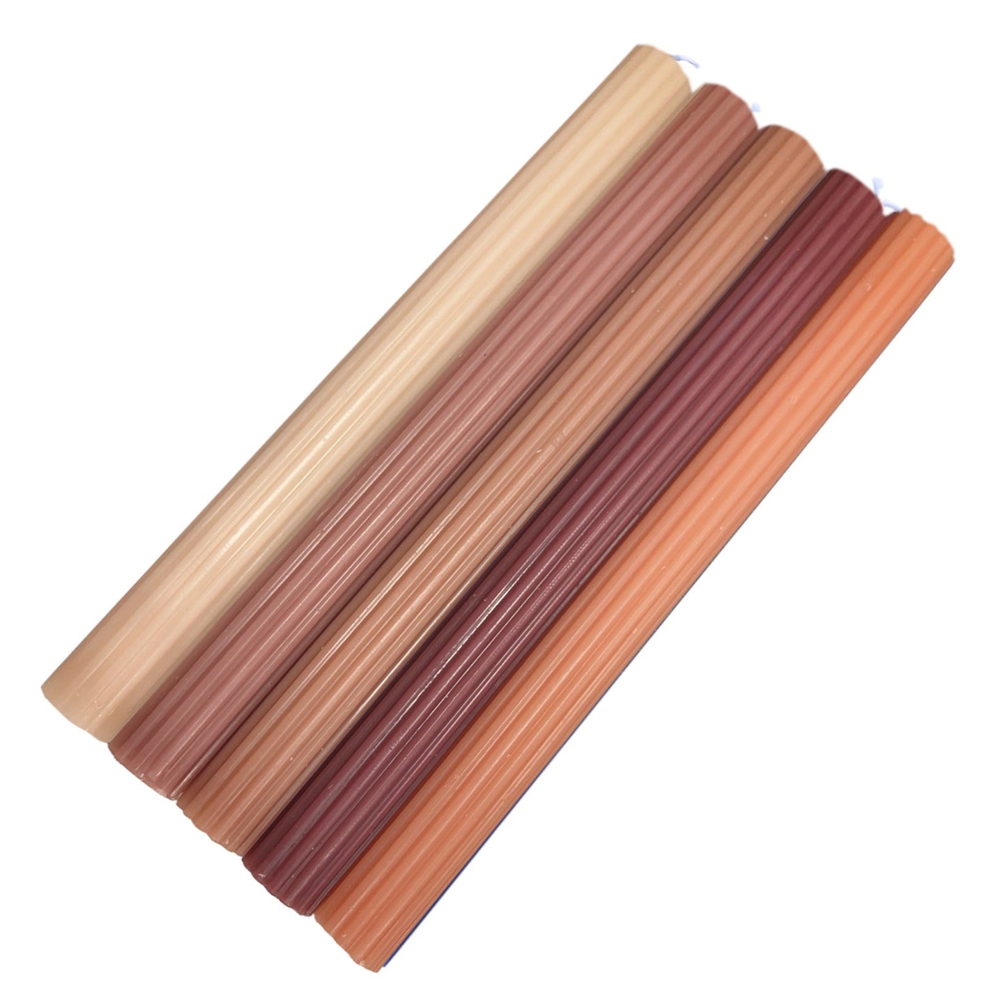 5 Pack | 9inch Assorted Natural Premium Unscented Ribbed Wick Taper Candles#whtbkgd