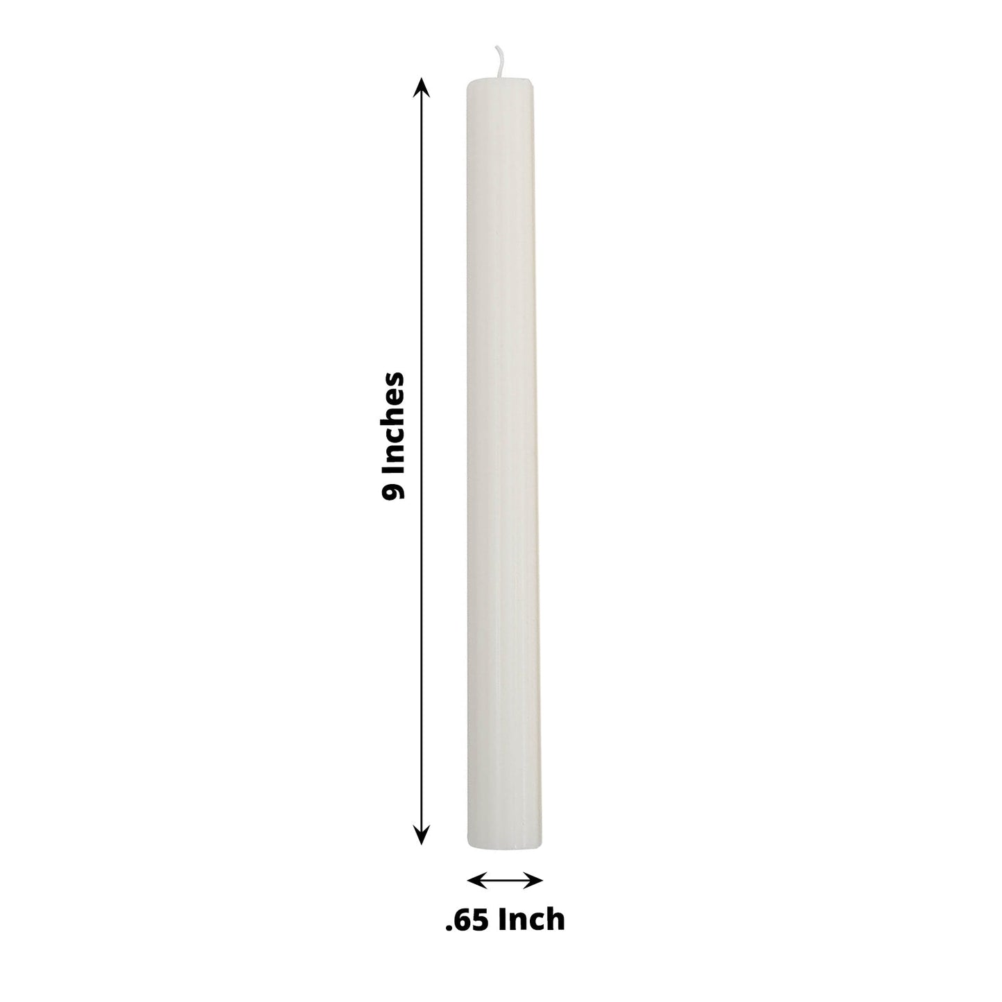5 Pack | 9inch White Premium Unscented Ribbed Wick Taper Candles