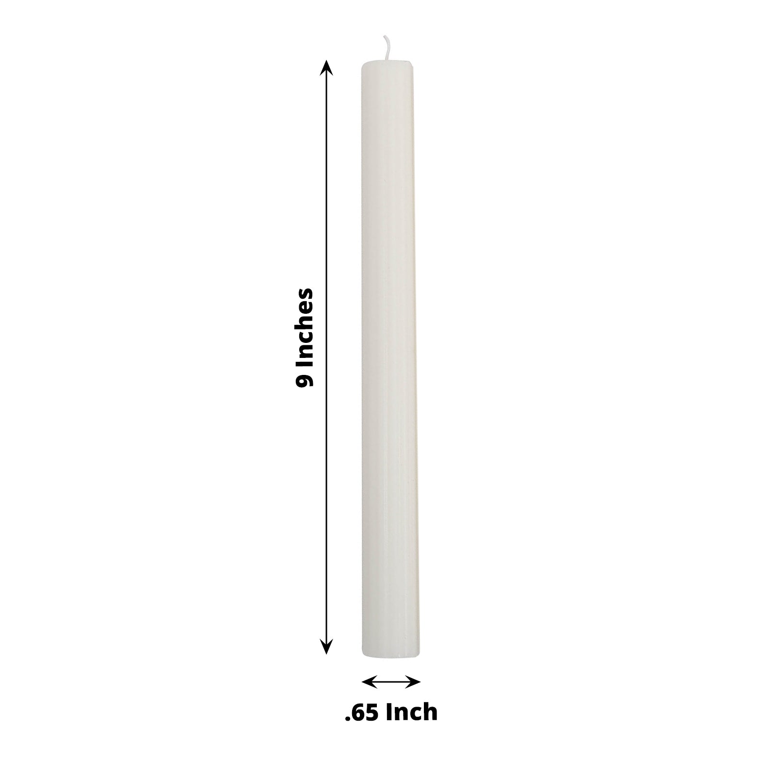5 Pack | 9inch White Premium Unscented Ribbed Wick Taper Candles