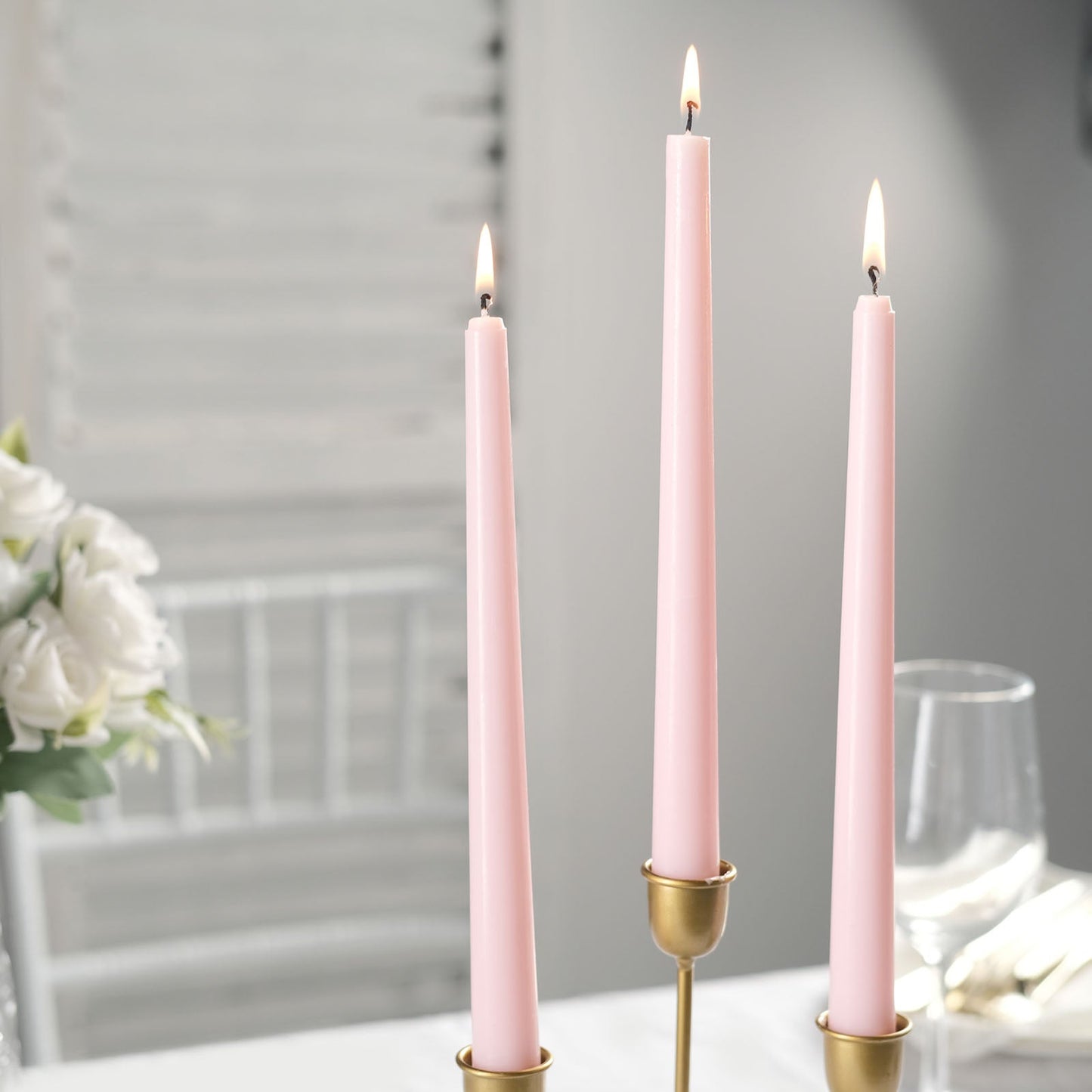 10 Pack Blush 10" Premium Wax Taper Candles, Unscented Candles