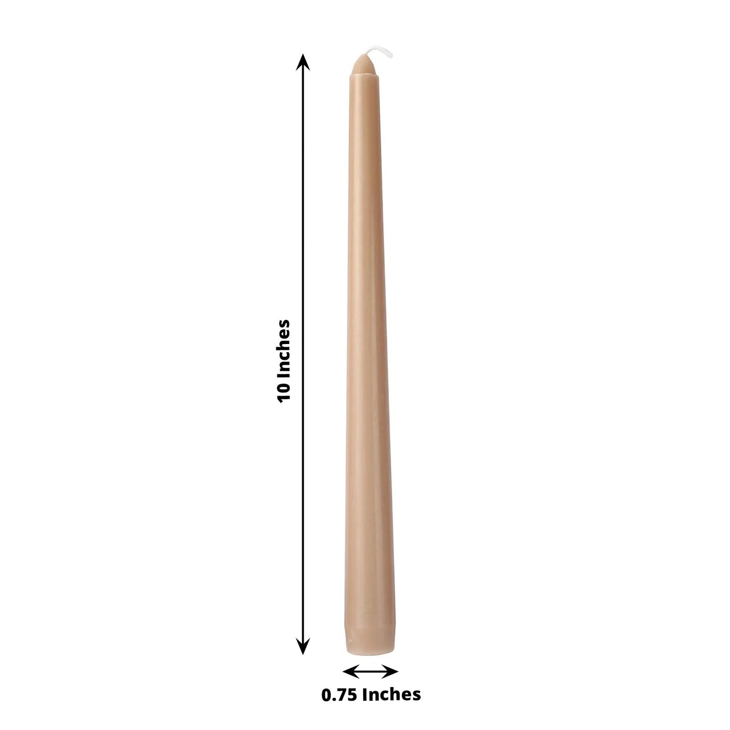 12 Pack | 10inch Beige Premium Wax Taper Candles, Unscented Candles