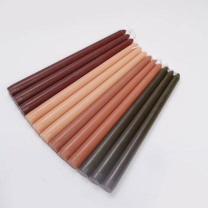 12 Pack | 10inch Mixed Natural Premium Wax Taper Candles, Unscented Candles