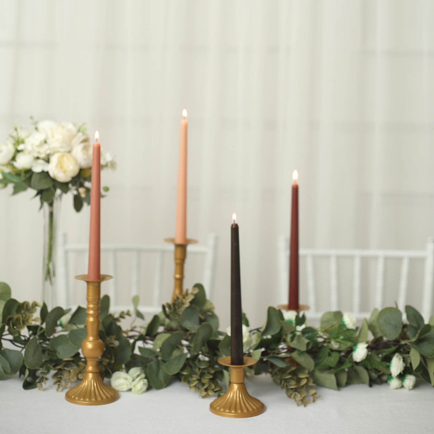 12 Pack | 10" Mixed Natural Premium Wax Taper Candles, Unscented Candles