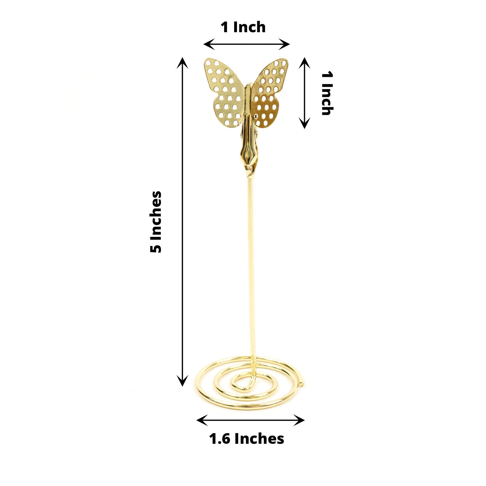 5 Pack Gold Metal Card Holder Number Stand Menu Clips in Butterfly Style 5 Inch