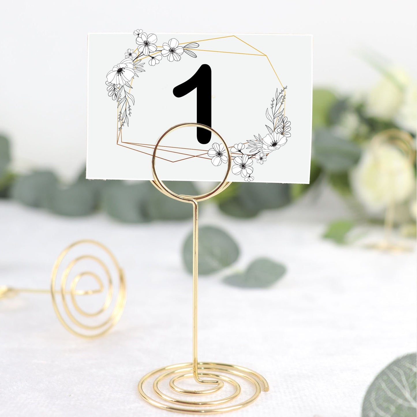 10 Pack | Gold Metal 3.5" Mini Circle Card Holder Stands, Hoop Table Number Stands, Wedding Table Place Card Menu Clips