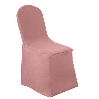 Dusty Blue Polyester Banquet Chair Cover, Reusable Stain Resistant Chair Cover#whtbkgd 