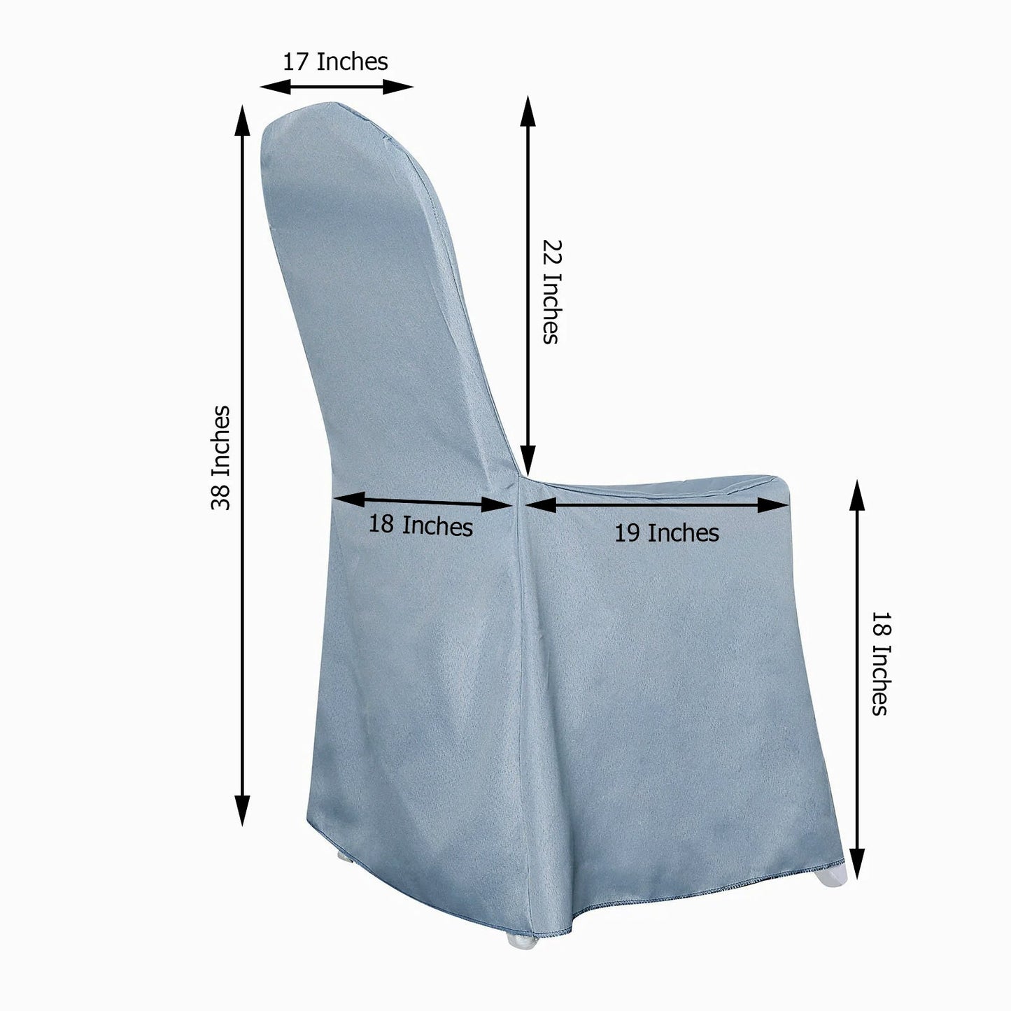 Dusty Blue Polyester Banquet Chair Cover, Reusable Stain Resistant Chair Cover