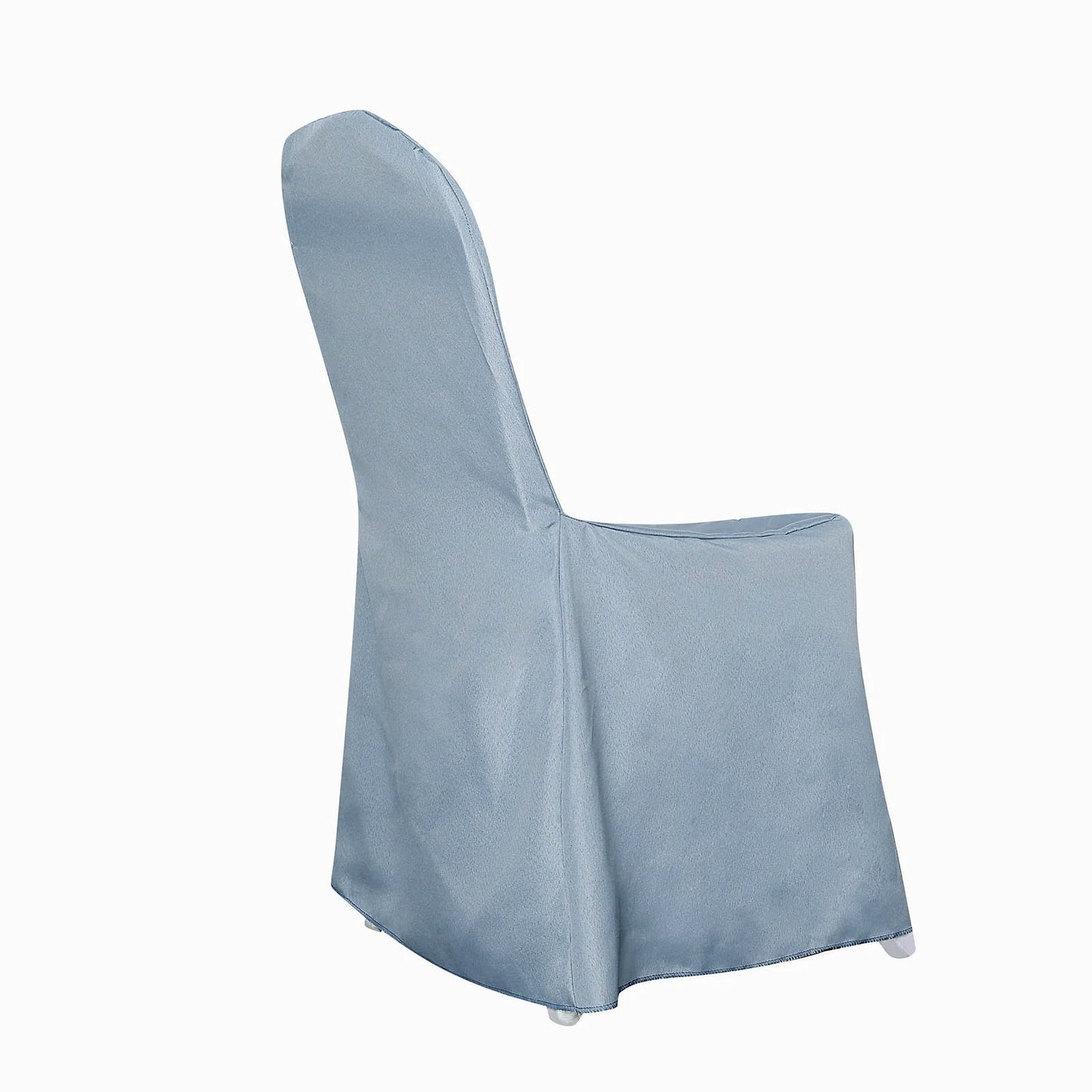 Dusty Blue Polyester Banquet Chair Cover, Reusable Stain Resistant Chair Cover