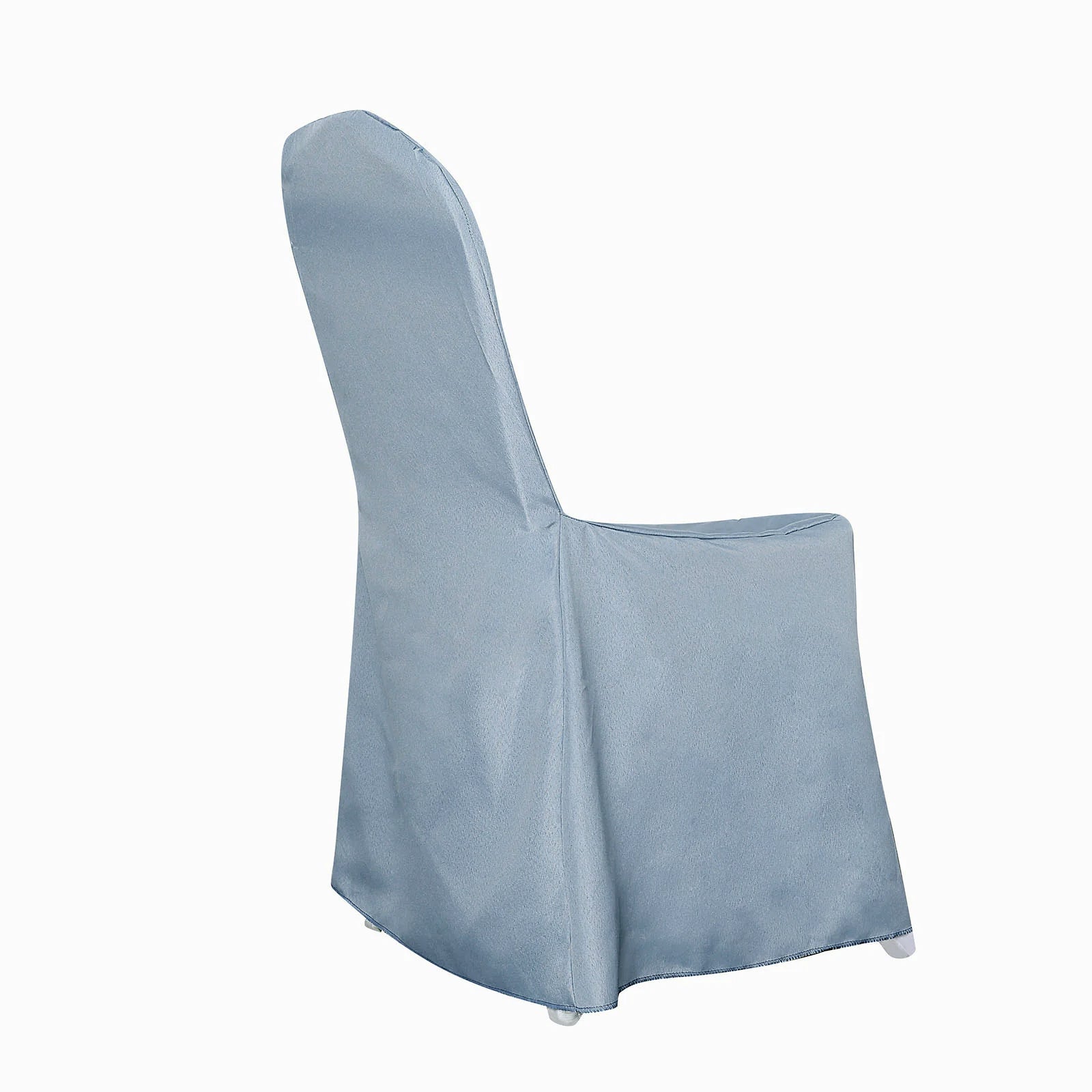 Dusty Blue Polyester Banquet Chair Cover, Reusable Stain Resistant Chair Cover