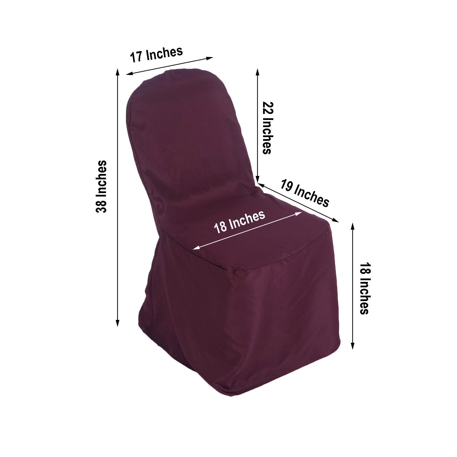 Burgundy Polyester Banquet Chair Cover, Reusable Stain Resistant Chair Cover