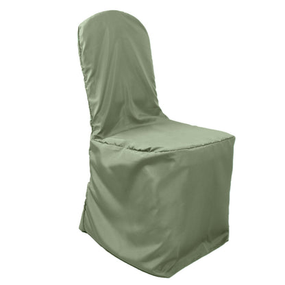 Eucalyptus Sage Green Polyester Banquet Chair Cover, Reusable Stain Resistant Chair Cover#whtbkgd
