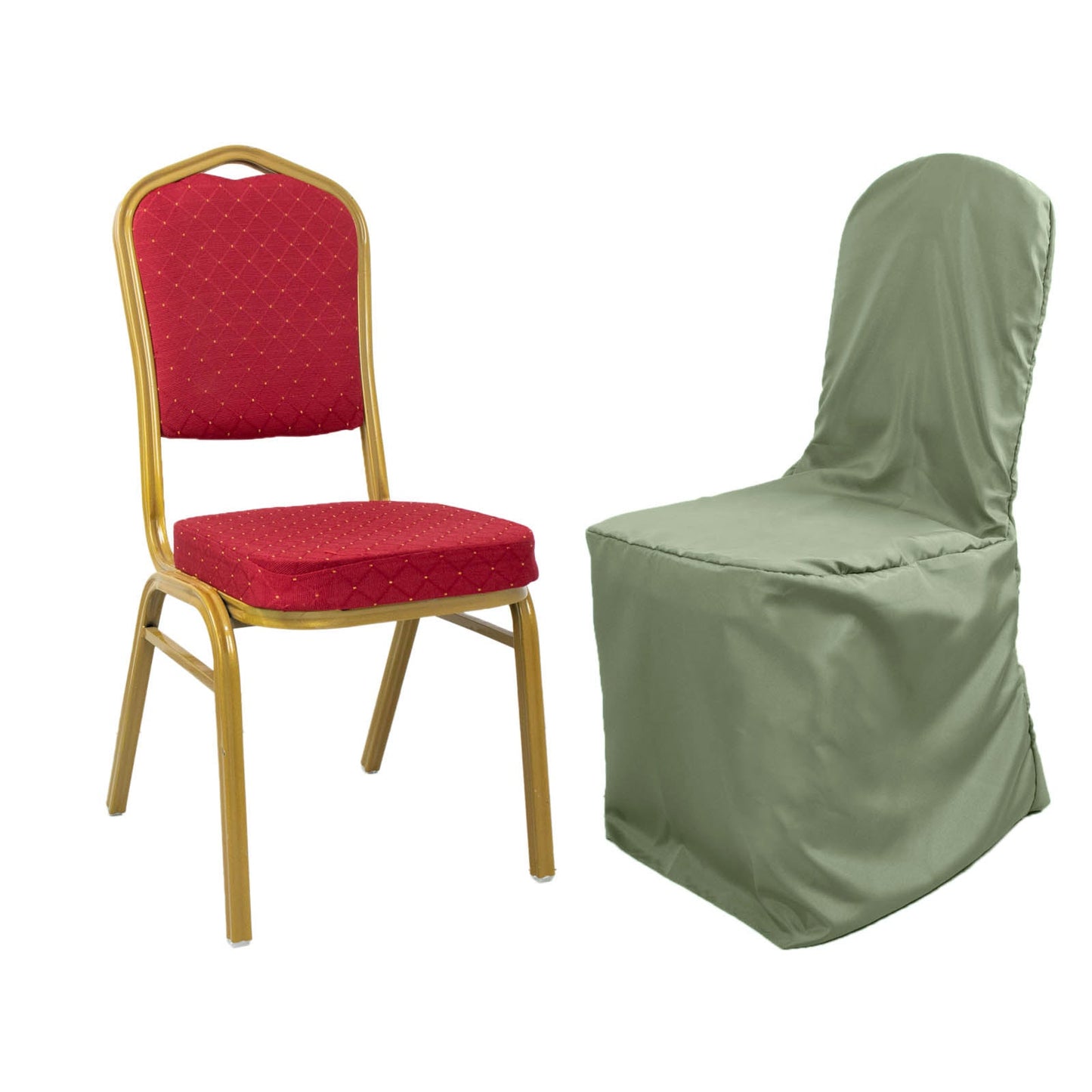 Eucalyptus Sage Green Polyester Banquet Chair Cover, Reusable Stain Resistant Chair Cover