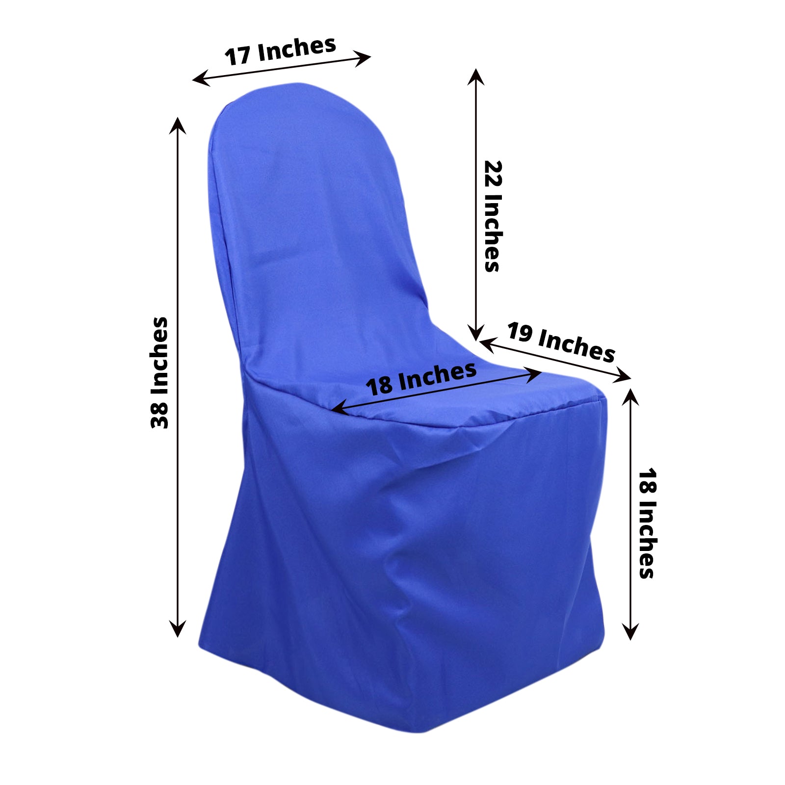 Royal Blue Polyester Banquet Chair Cover, Reusable Stain Resistant Chair Cover