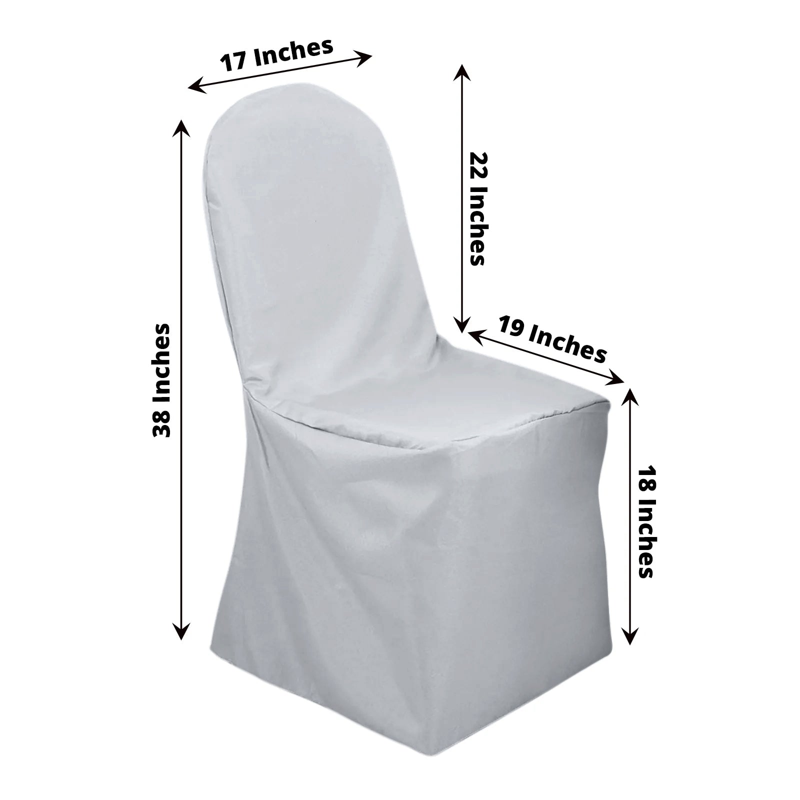 Silver Polyester Banquet Chair Cover, Reusable Stain Resistant Chair Cover