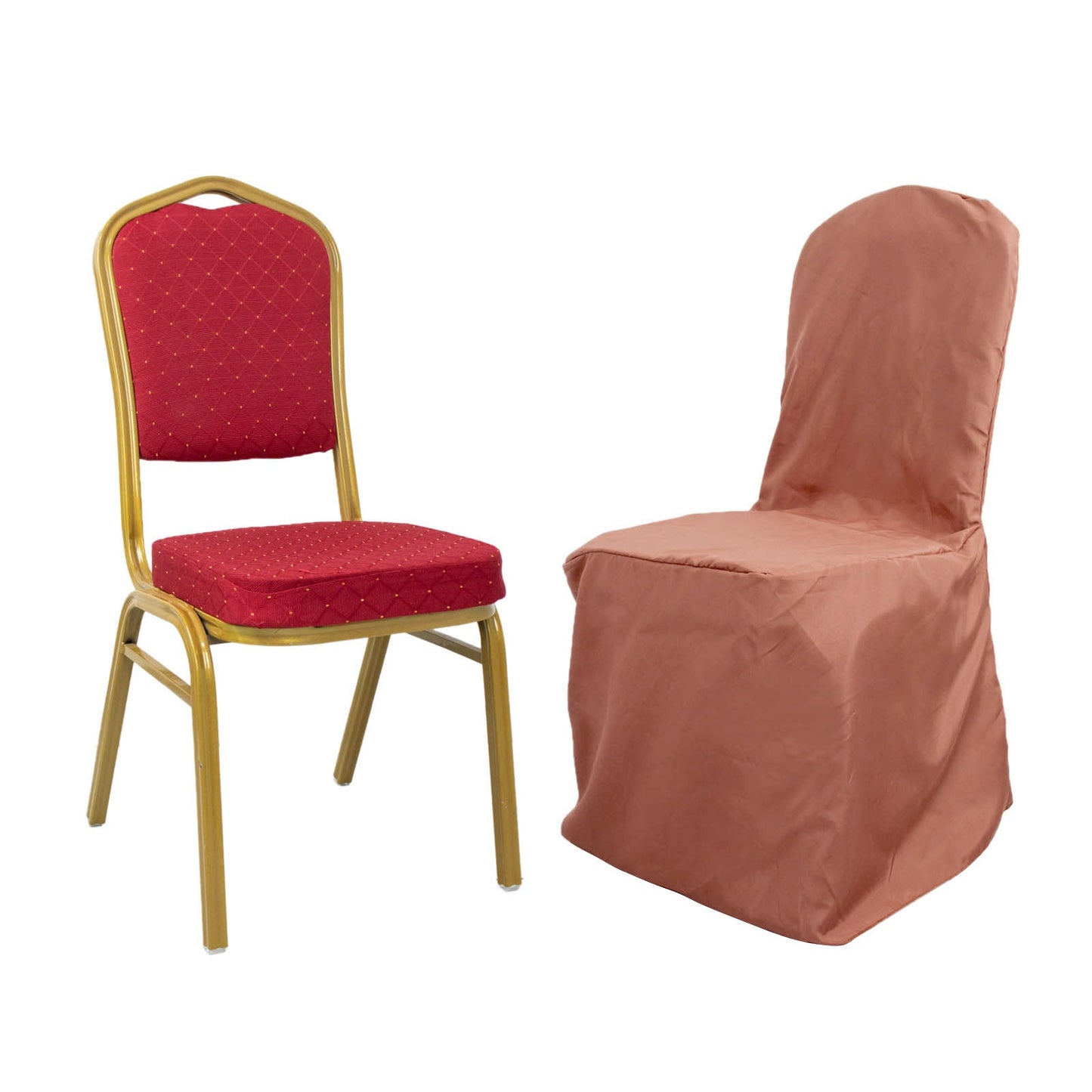 Terracotta Polyester Banquet Chair Cover, Reusable Stain Resistant Chair Cover