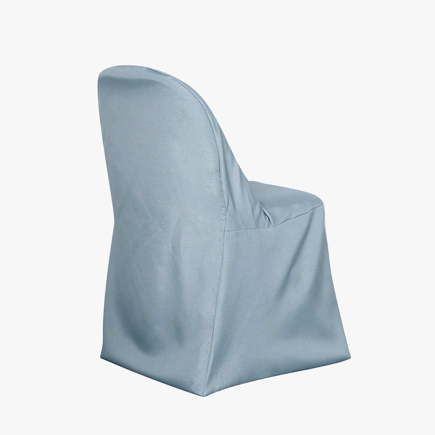 Dusty Blue Polyester Folding Round Chair Cover, Reusable Stain Resistant Chair Cover