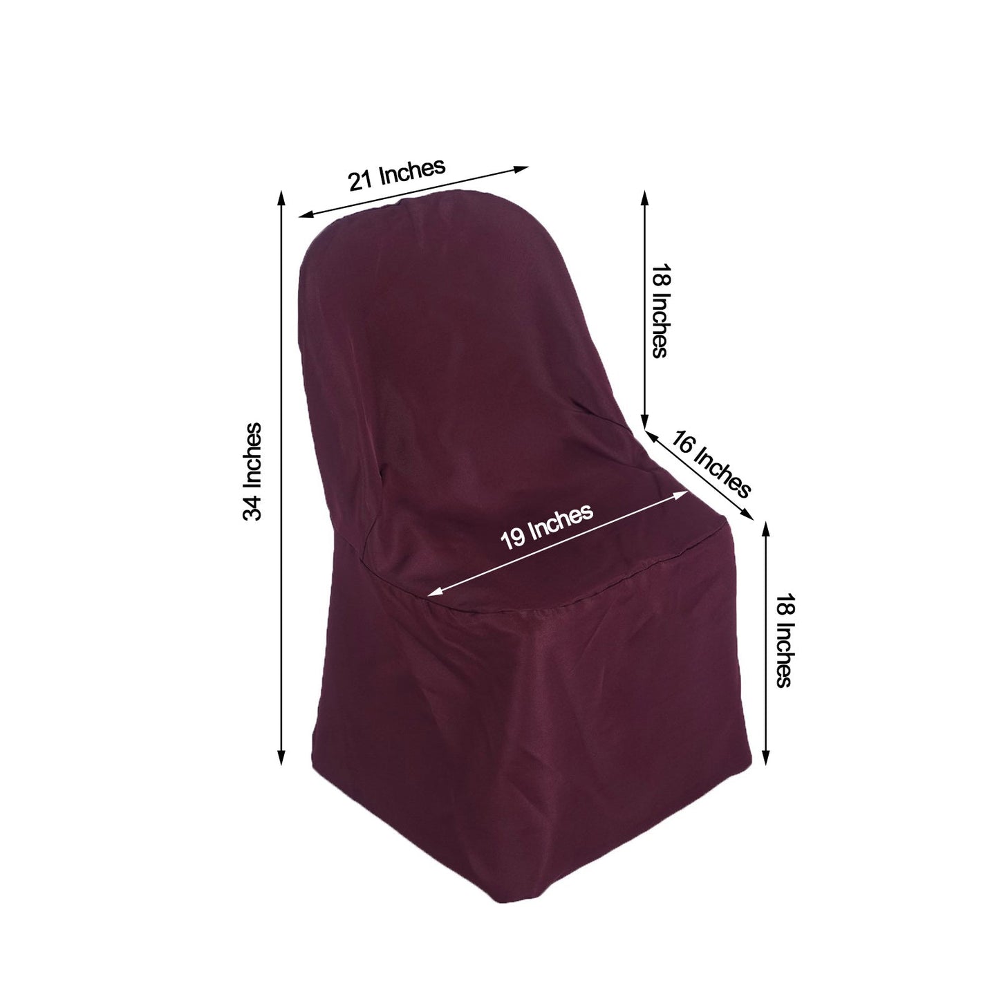 Burgundy Polyester Folding Round Chair Cover, Reusable Stain Resistant Chair Cover