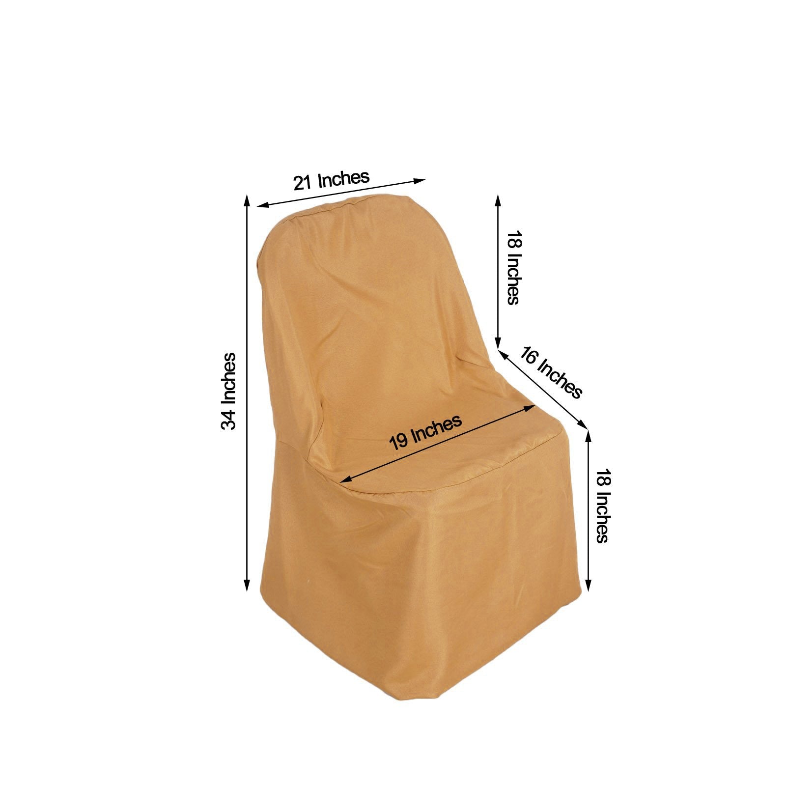 Gold Polyester Folding Round Chair Cover, Reusable Stain Resistant Chair Cover
