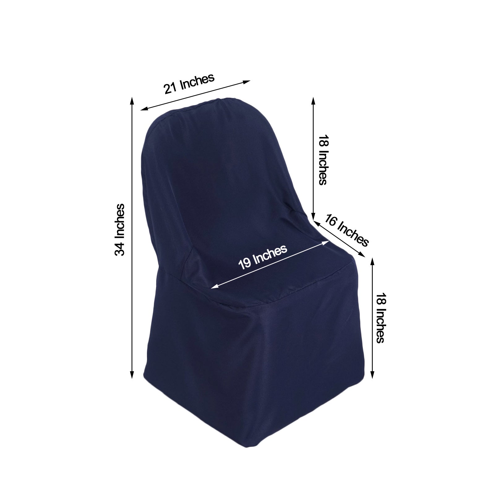 Navy Blue Polyester Folding Round Chair Cover, Reusable Stain Resistant Chair Cover