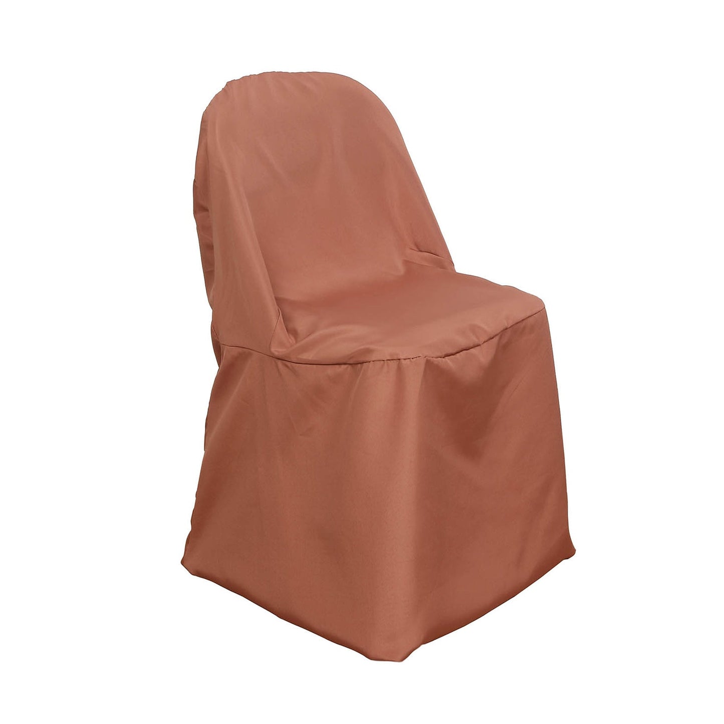 Terracotta Polyester Folding Round Chair Cover, Reusable Stain Resistant Chair Cover#whtbkgd