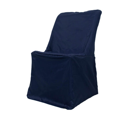 Cover For Folding Chair In Navy Blue Polyester#whtbkgd