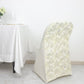 Ivory Satin Rosette Spandex Stretch Fitted Folding Chair Cover
