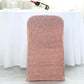 Blush Rose Gold Fitted Spandex Stretch Folding Chair Covers with Metallic Shimmer Tinsel Back